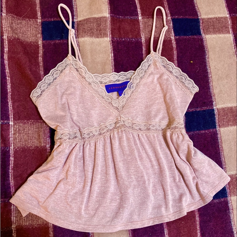 Aeropostale Women's Light Pink Lace Trim Chemise (XS)
